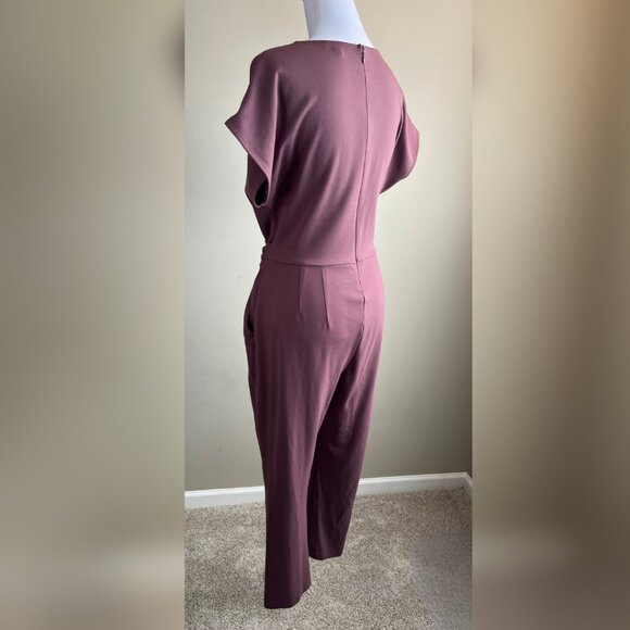 Elegant Mauve Front/Back Tie EXPRESS Jumpsuit Large Size w/ Pockets - Picture 5 of 14